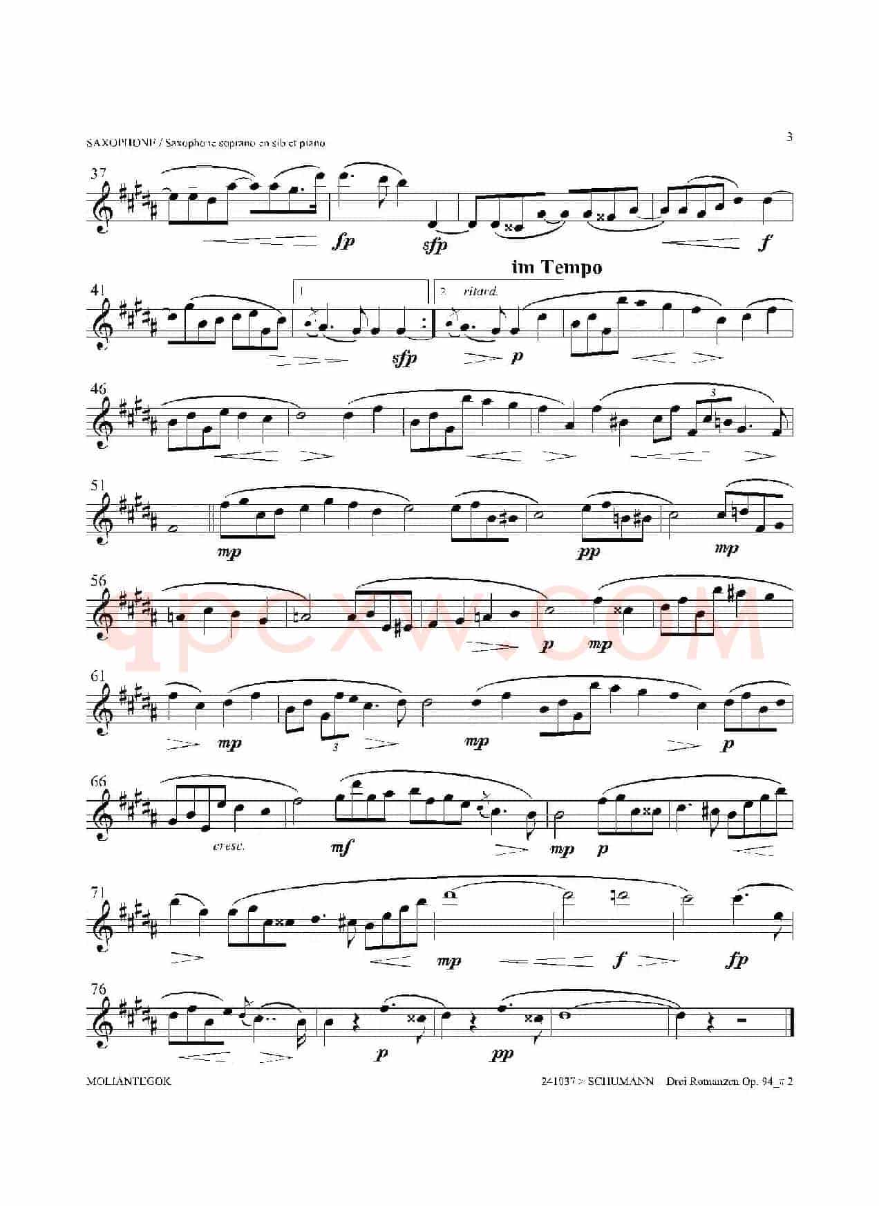 三首浪漫曲 Op.94（高音萨克斯）