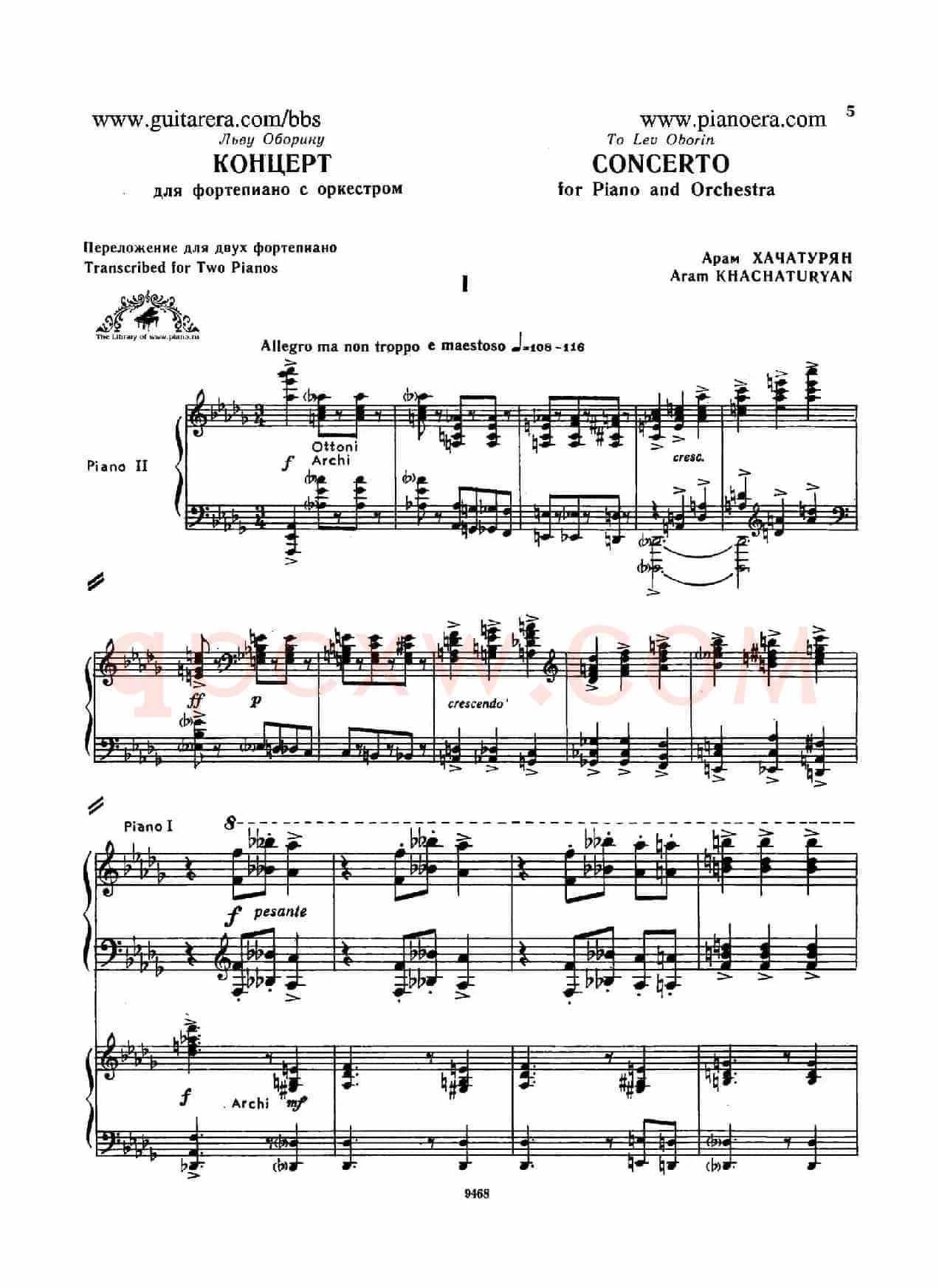 Piano Concerto in D-flat Major Op.37(降D大调钢琴协奏曲·Ⅰ·双钢琴)