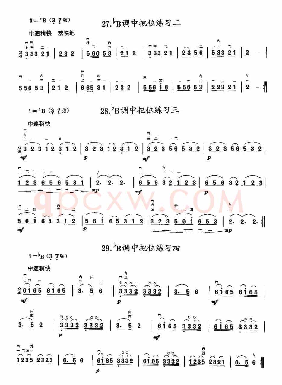 二胡微型练习曲：各调中把位练习