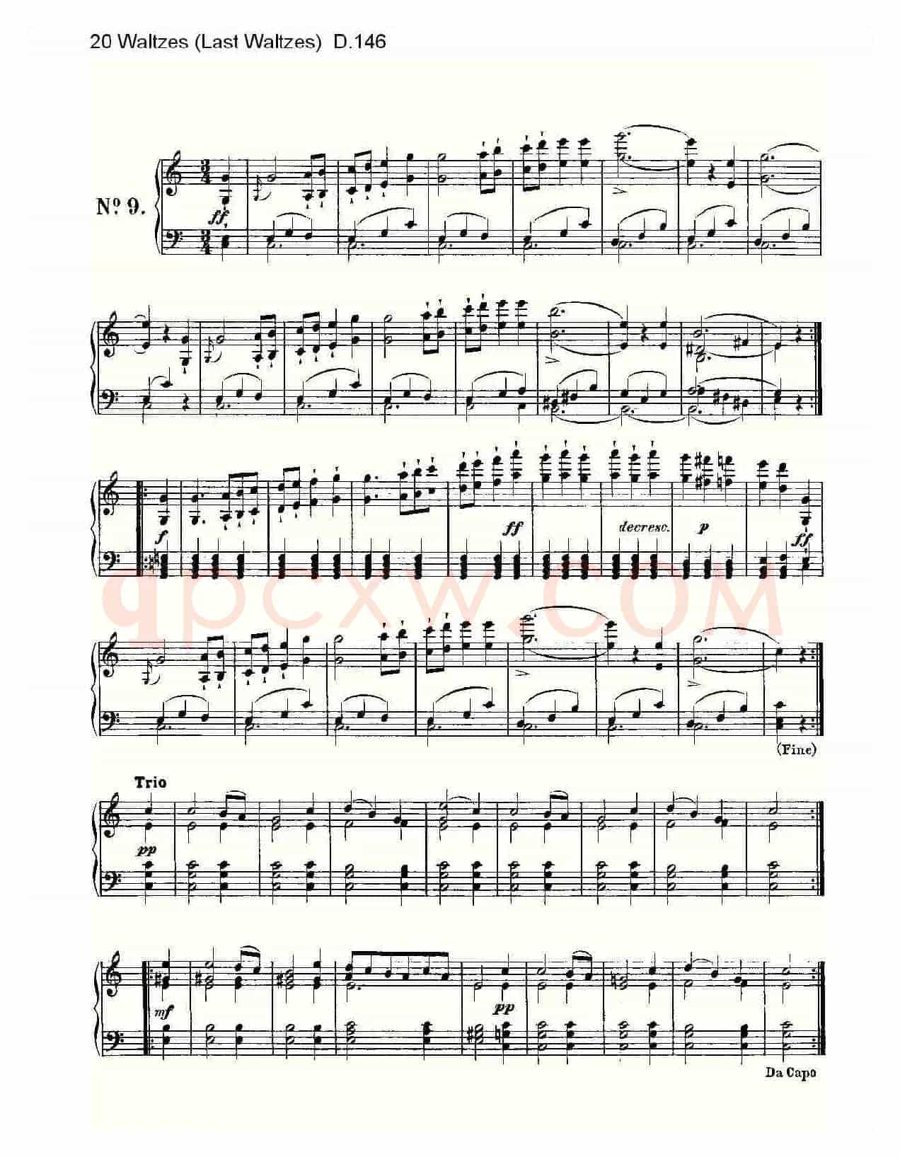 20 Waltzes（Last Waltzes) D.14）