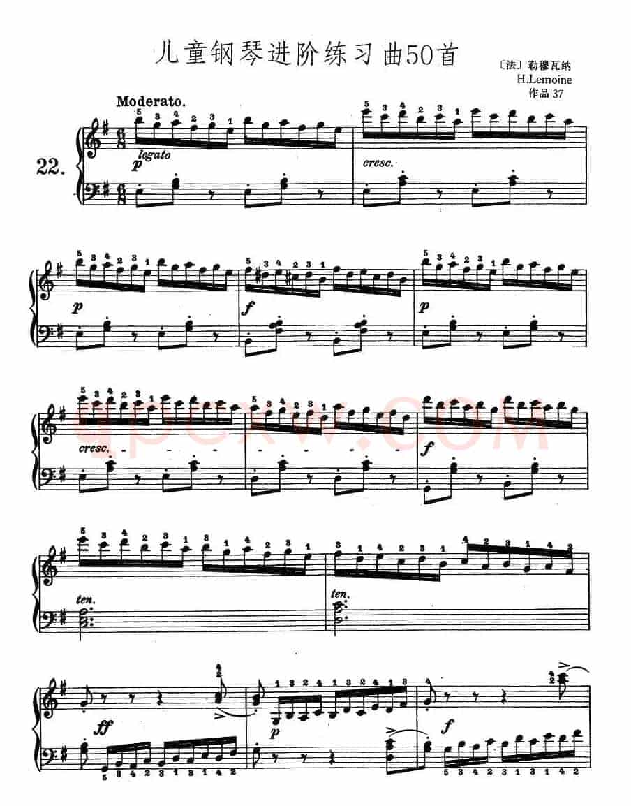 儿童钢琴进阶练习曲50首之22