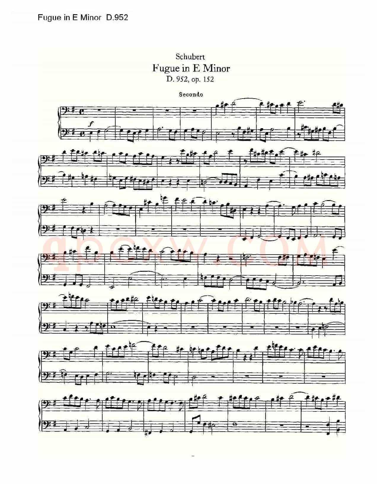 Fugue in E Minor D.952(E小调赋格曲 D.952)