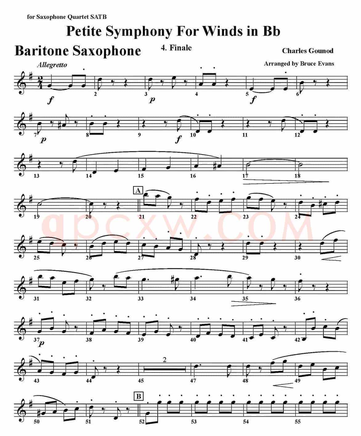 Petite Symphony For Winds in Bb（四重奏·上低音萨克斯分谱）