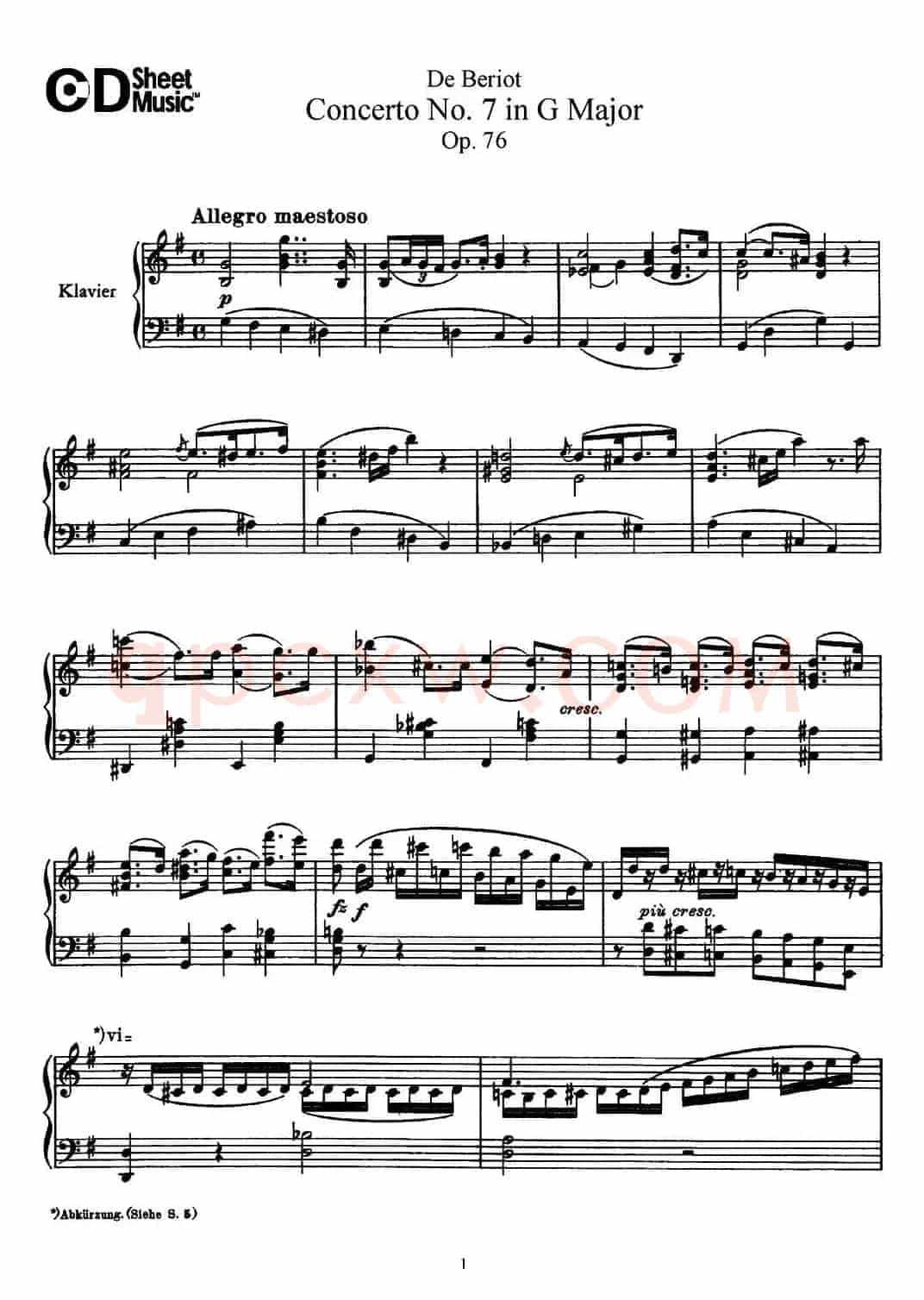G大调第七协奏曲（Concerto No.7 in G Major）Op.76（小提琴+钢琴伴奏）