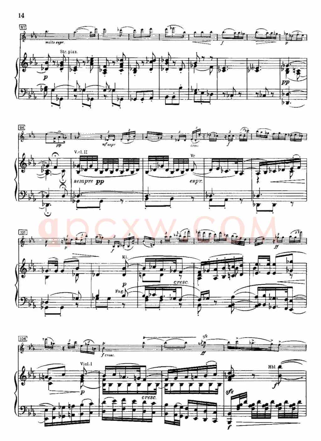 g小调小提琴协奏曲Op.26（II、Adagio、小提琴+钢琴伴奏）