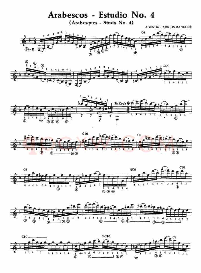 Arabescos-Estudio No.4（古典吉他）