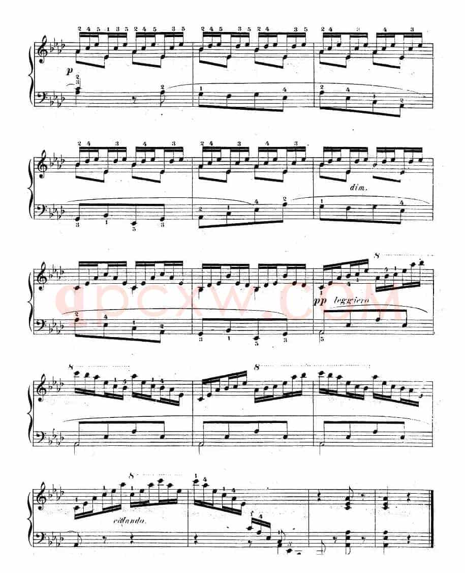 车尔尼《钢琴手指灵巧初步练习曲》之20