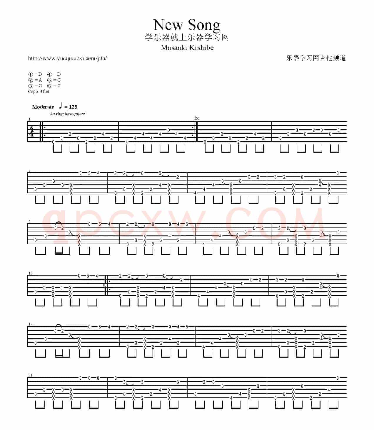 New Song（岸部真明指弹吉他谱）