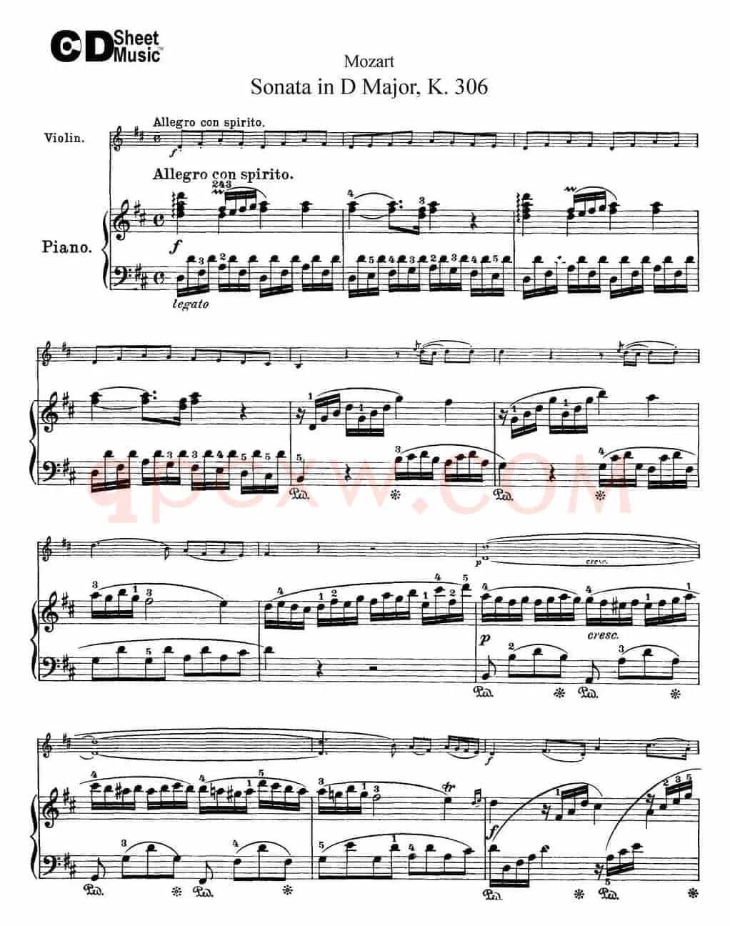 Violin Sonata in D Major K.306（小提琴+钢琴伴奏）