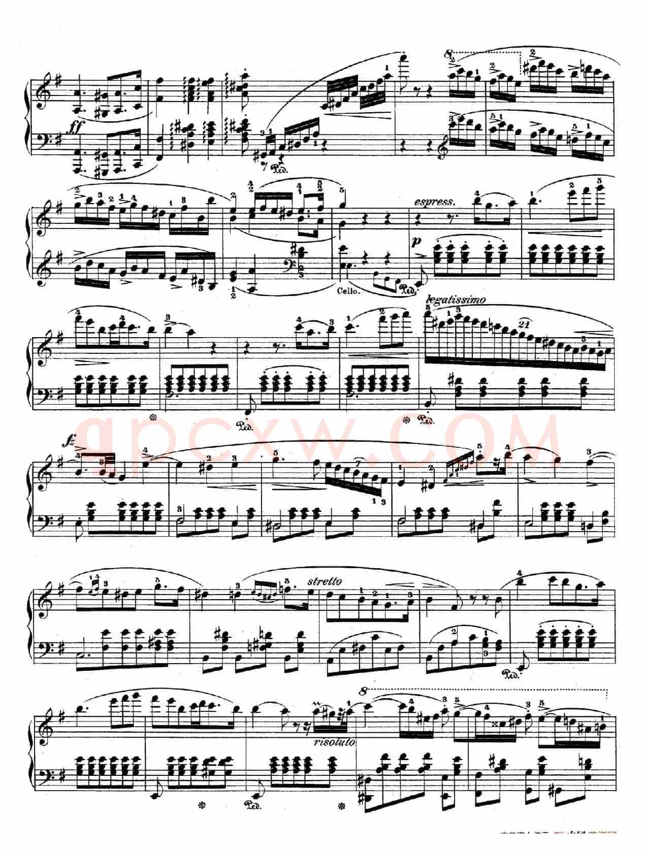 e小调第一钢琴协奏曲 Op.11(钢琴独奏版·第一乐章)