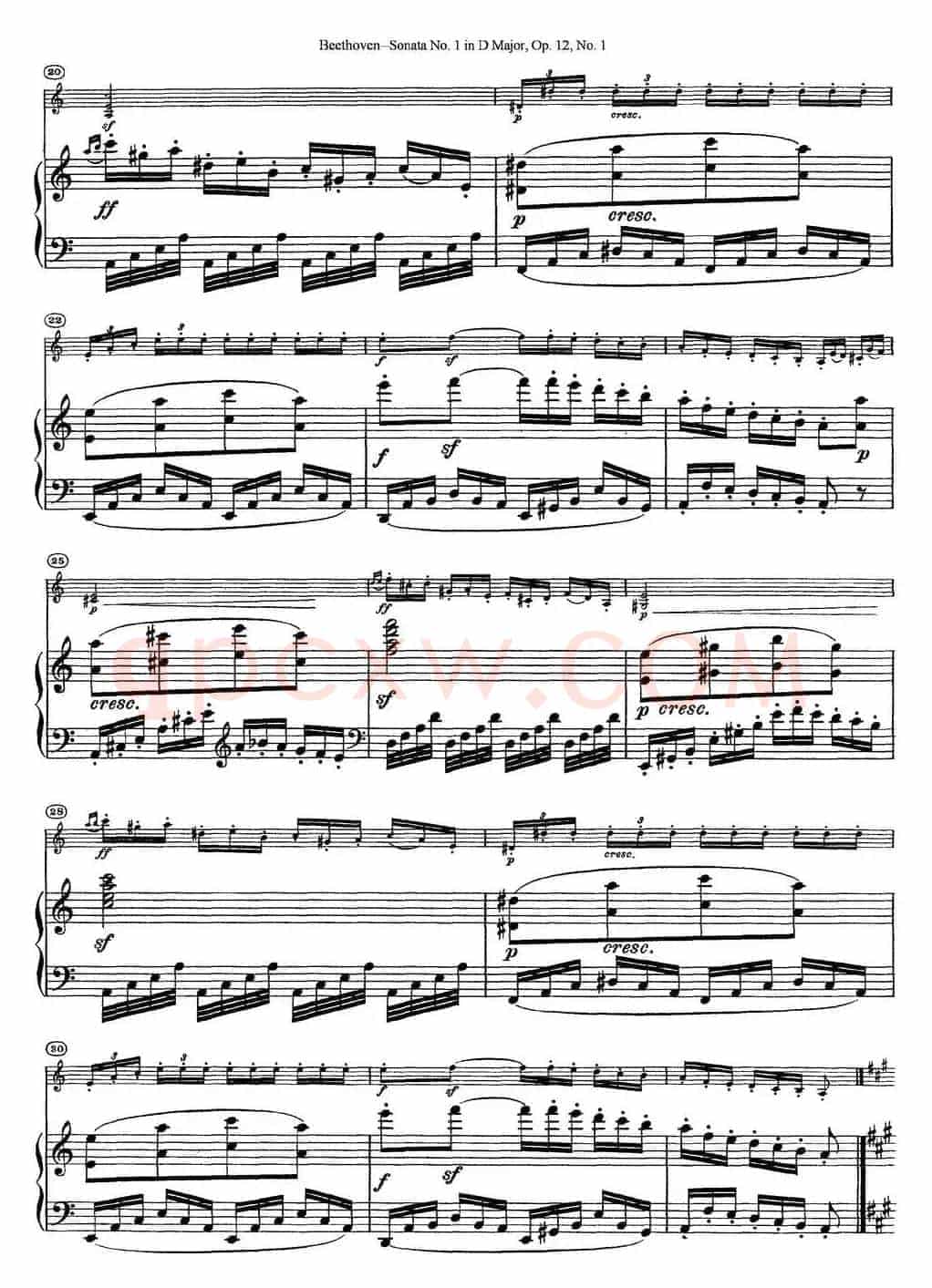 Violin Sonata No.1 in D Major Op.12 No.1（小提琴+钢琴伴奏）