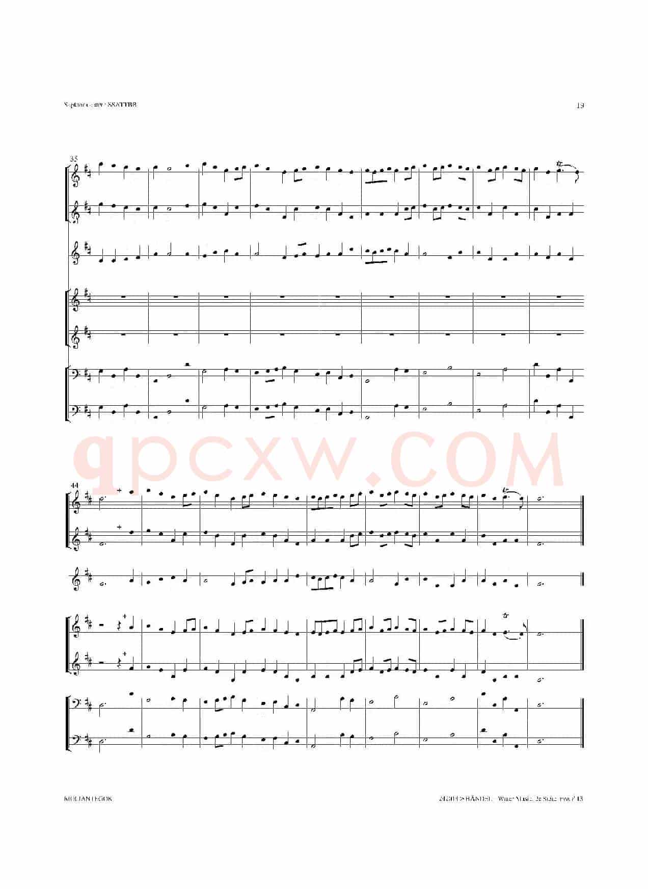 Water Music（HWV.349 No.2）（萨克斯合奏总谱）