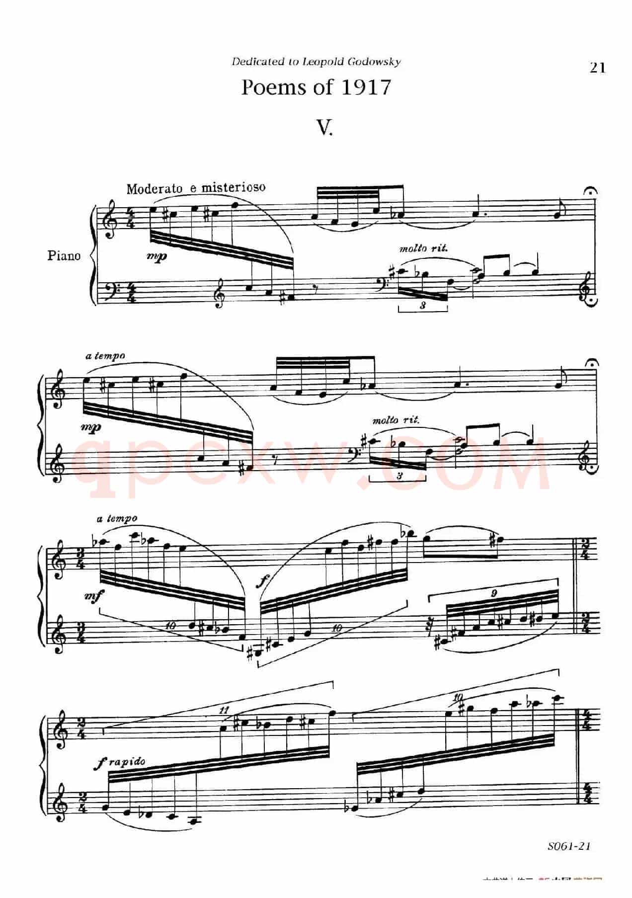 Poems of 1917 Op.41(1917之诗 5. 战争之夜的沉思)