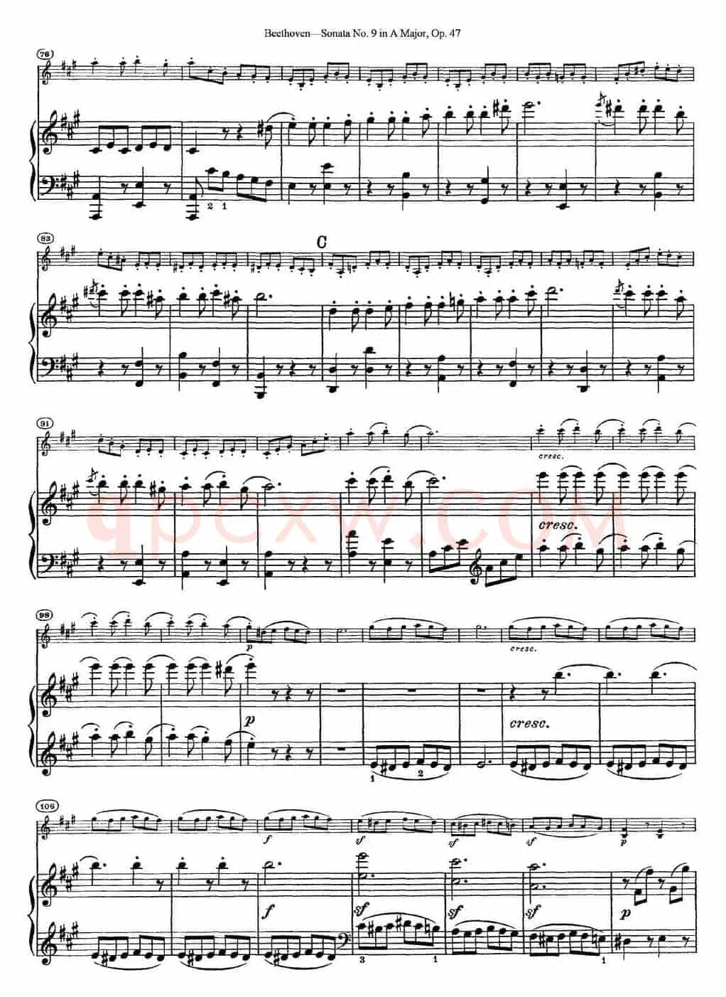 Violin Sonata No.9 in A Major Op.47（小提琴+钢琴伴奏）