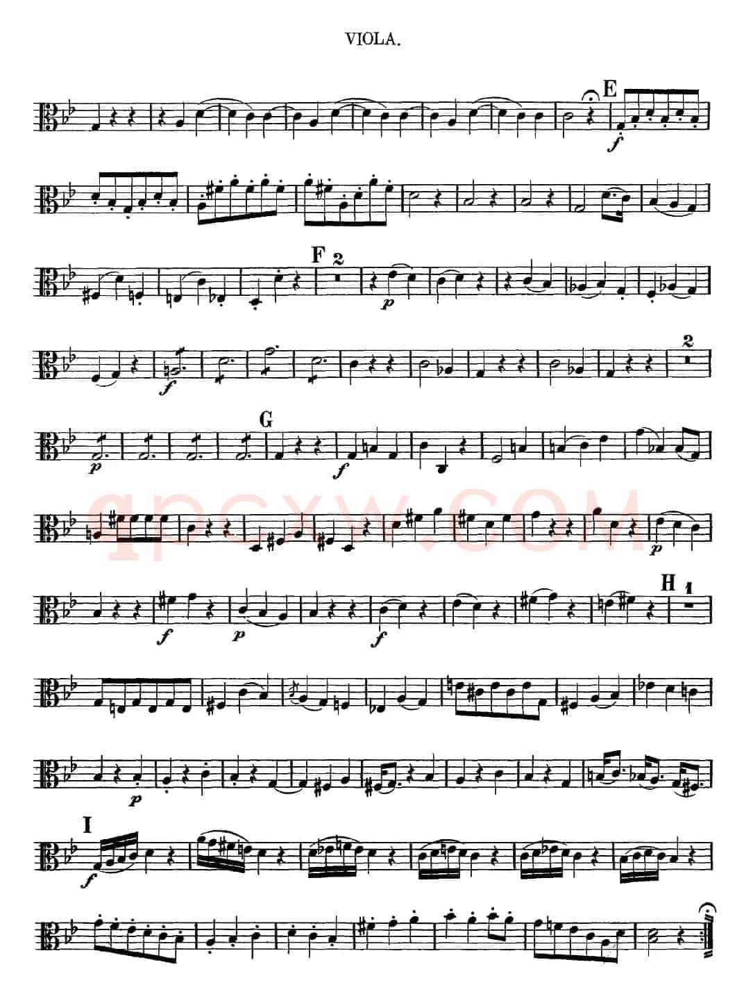 Mozart《Quartet No.6 in Bb Major,K.159》（Viola分谱）