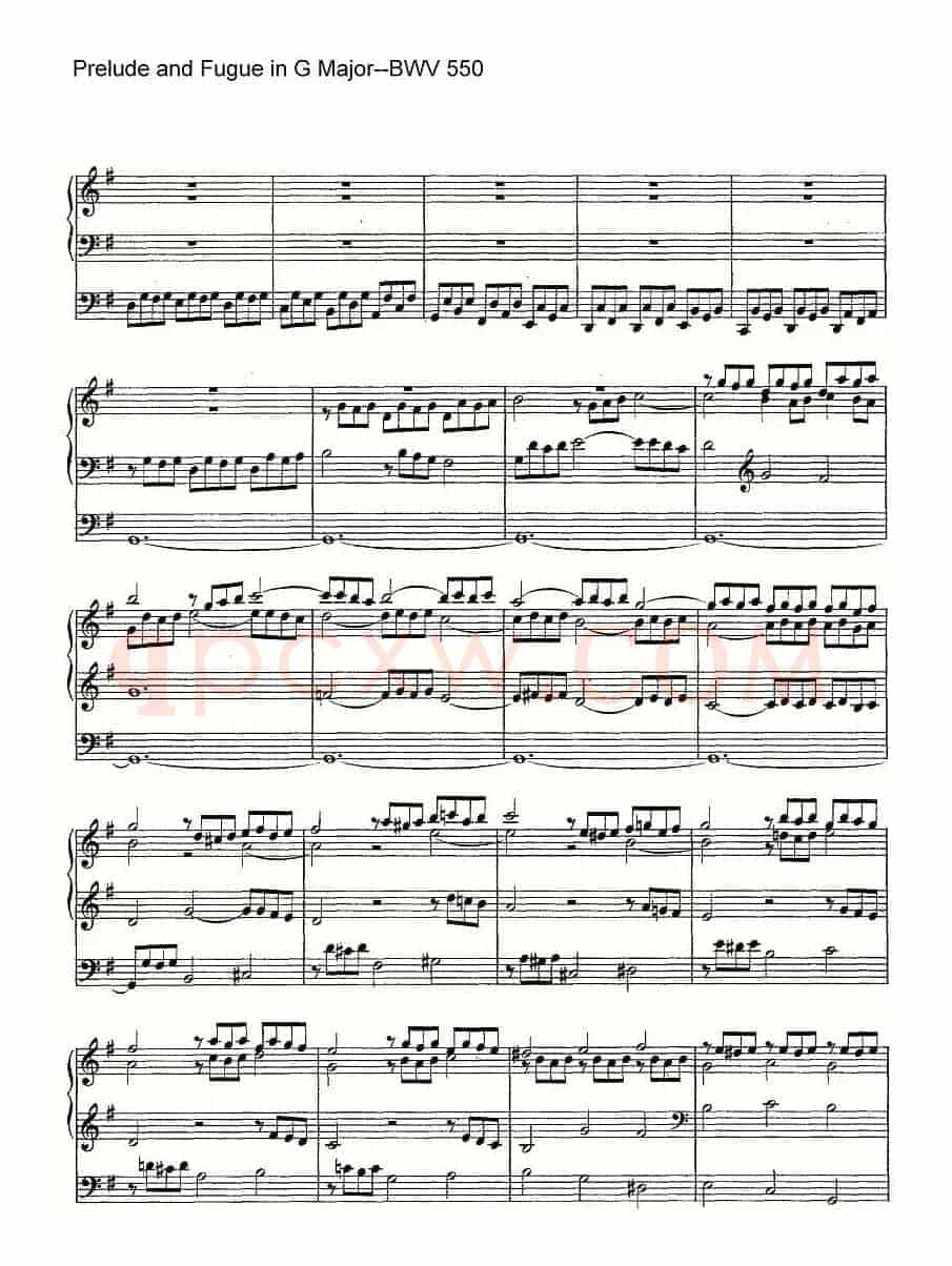 Prelude and Fugue in G Major--BWV 550(管风琴谱)
