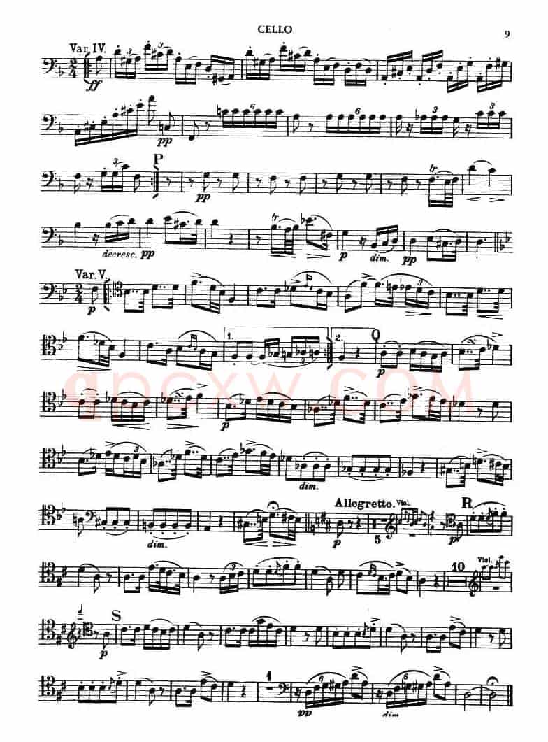 TROUT QUINTET（鳟鱼五重奏）（第一大提琴分谱）