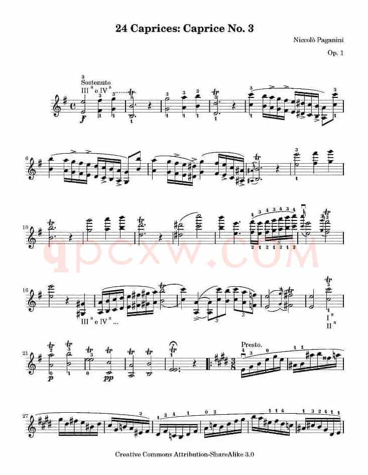 帕格尼尼24首随想曲No.3