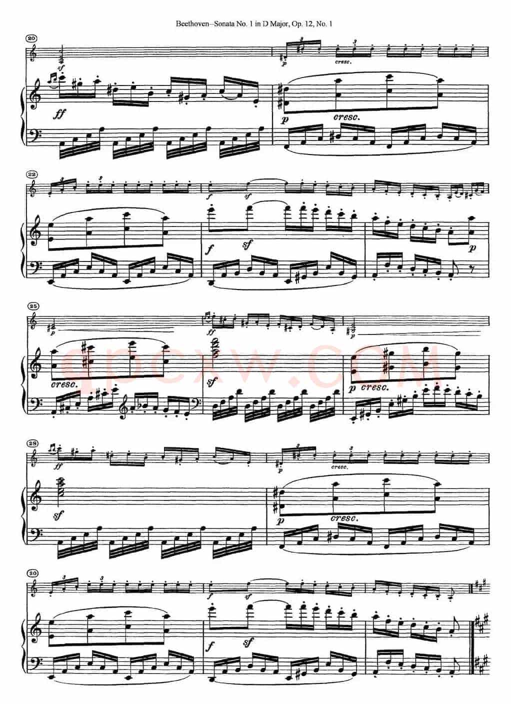 Violin Sonata No.1 in D Major Op.12 No.1（小提琴+钢琴伴奏）