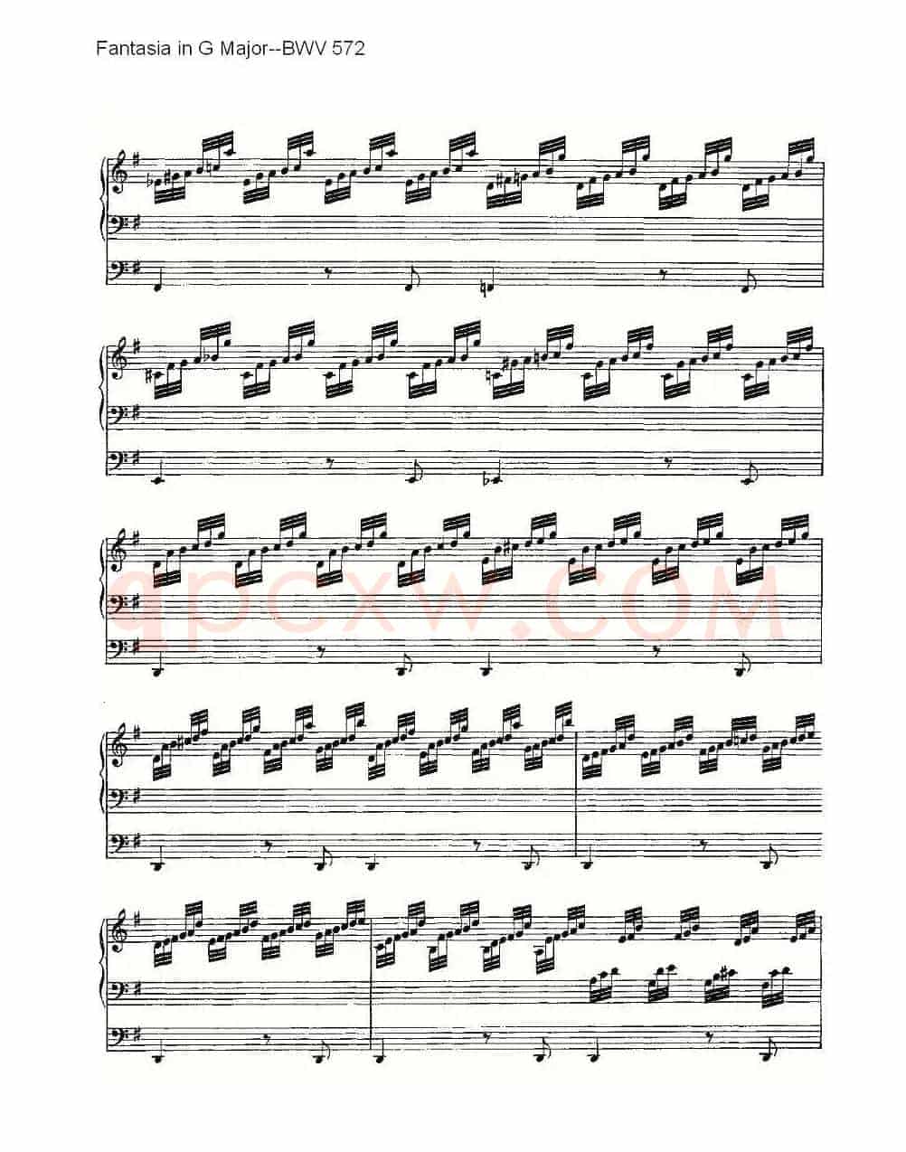 Fantasia in G Major--BWV 572 （管风琴谱）