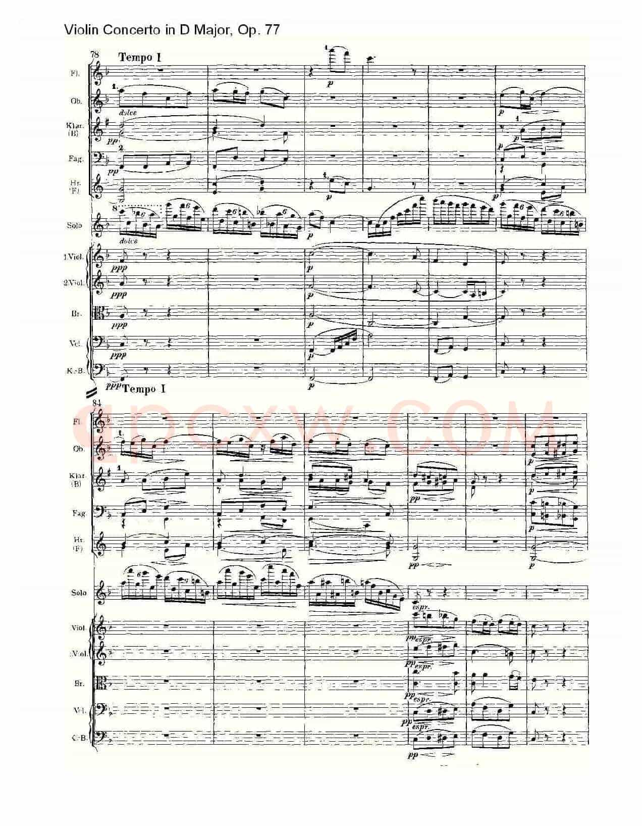 D大调小提琴协奏曲, Op.77第二乐章