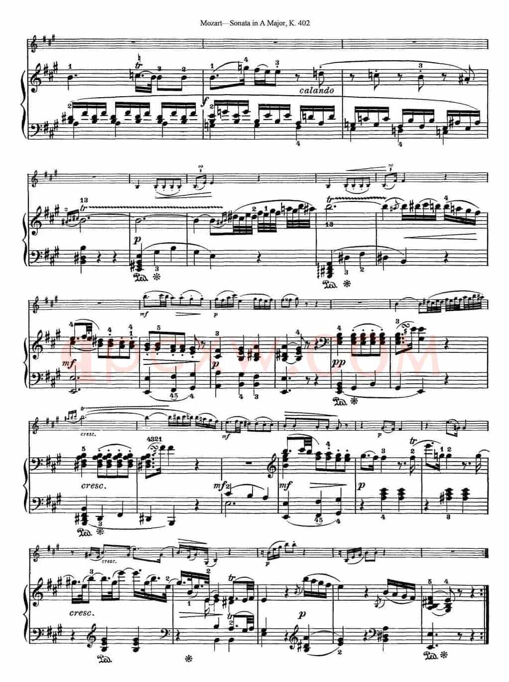 Violin Sonata in A Major K.402（小提琴+钢琴伴奏）