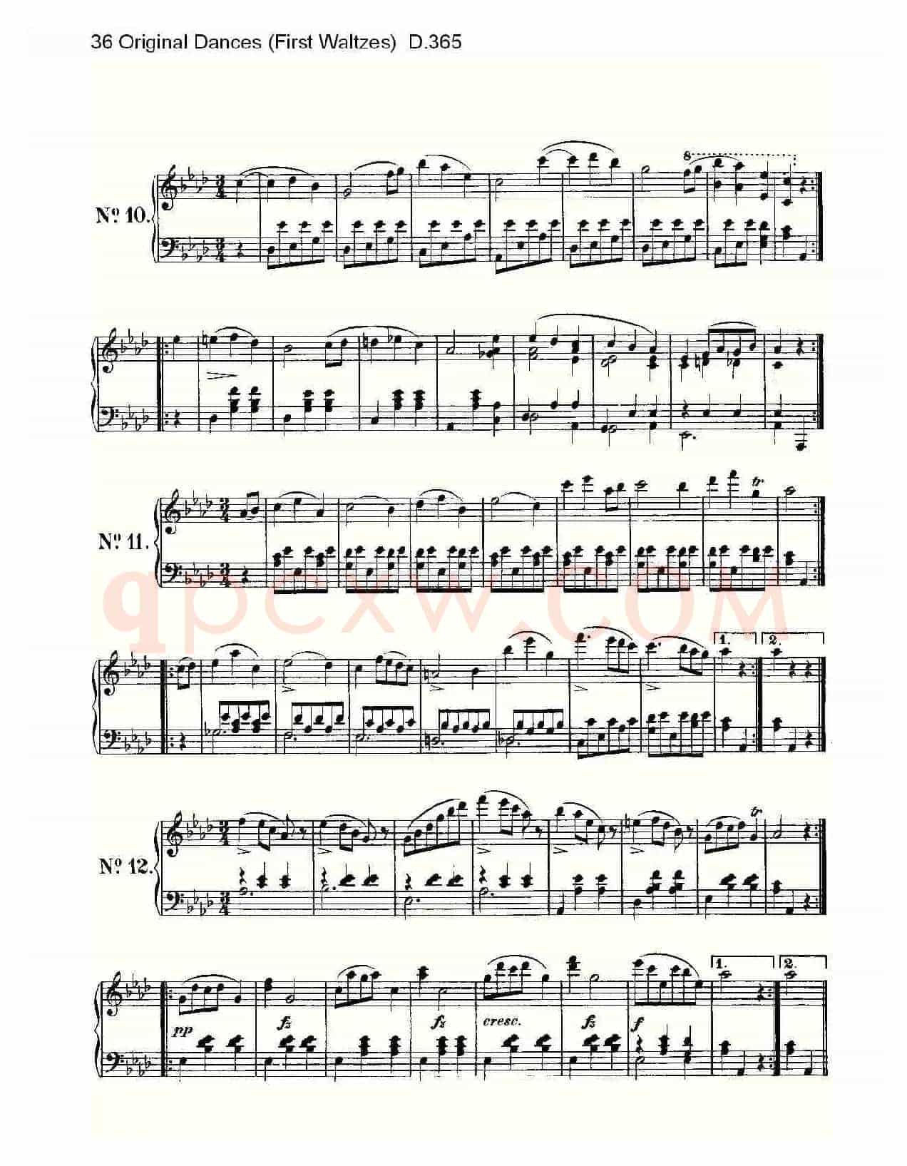 36 Original Dances（First Waltzes) D.36）