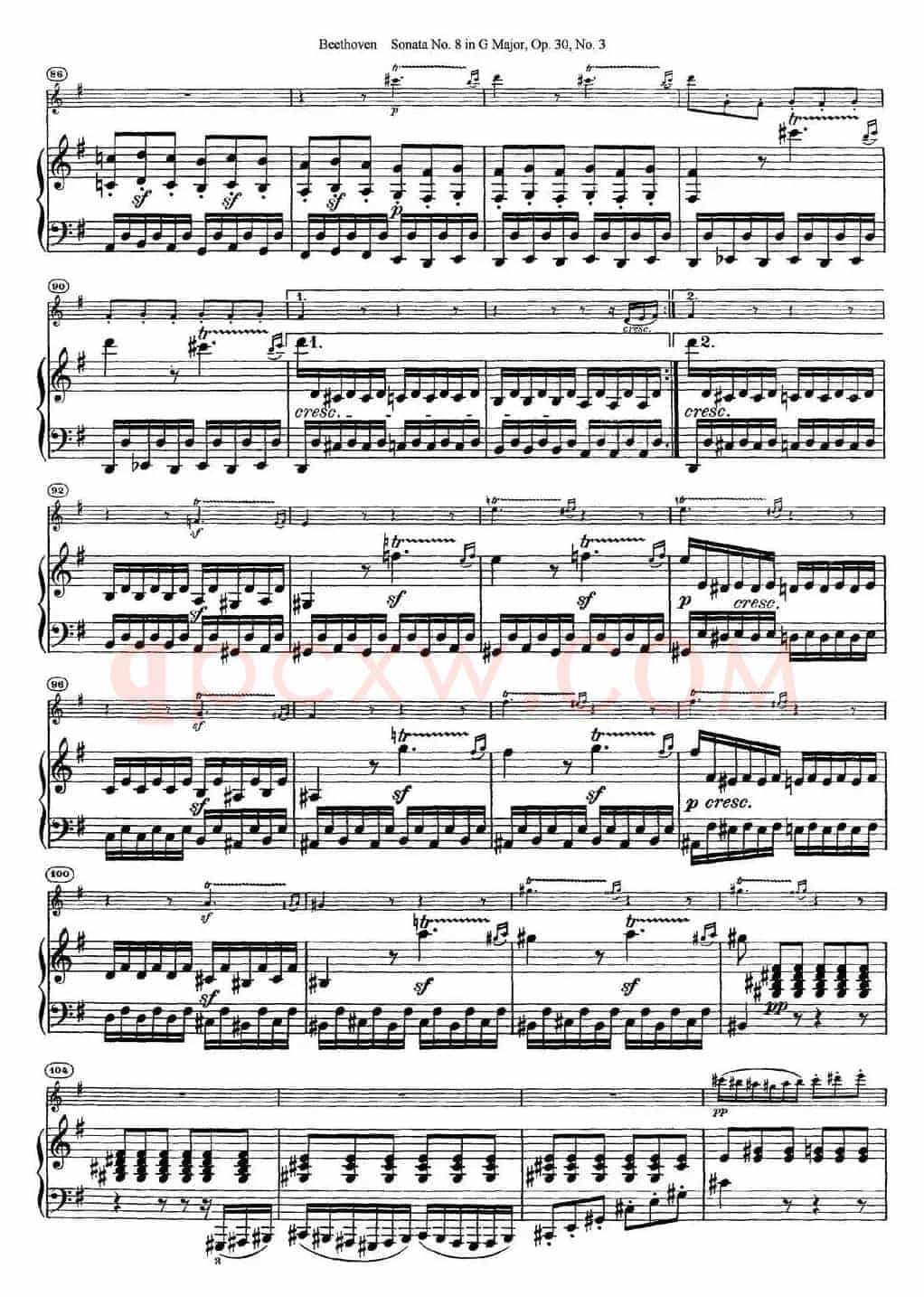Violin Sonata No.8 in G Major Op.30 No.3（小提琴+钢琴伴奏）