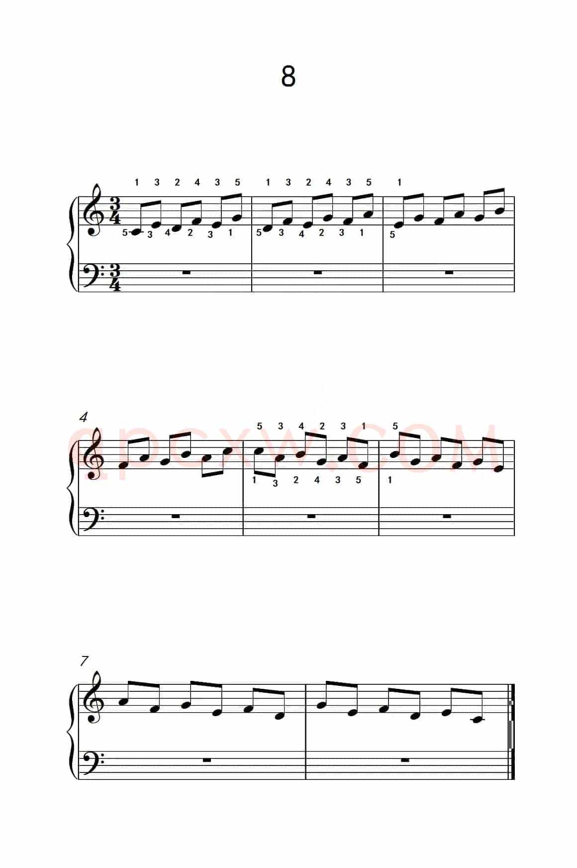 非连音练习 8（儿童钢琴手指练习 2）