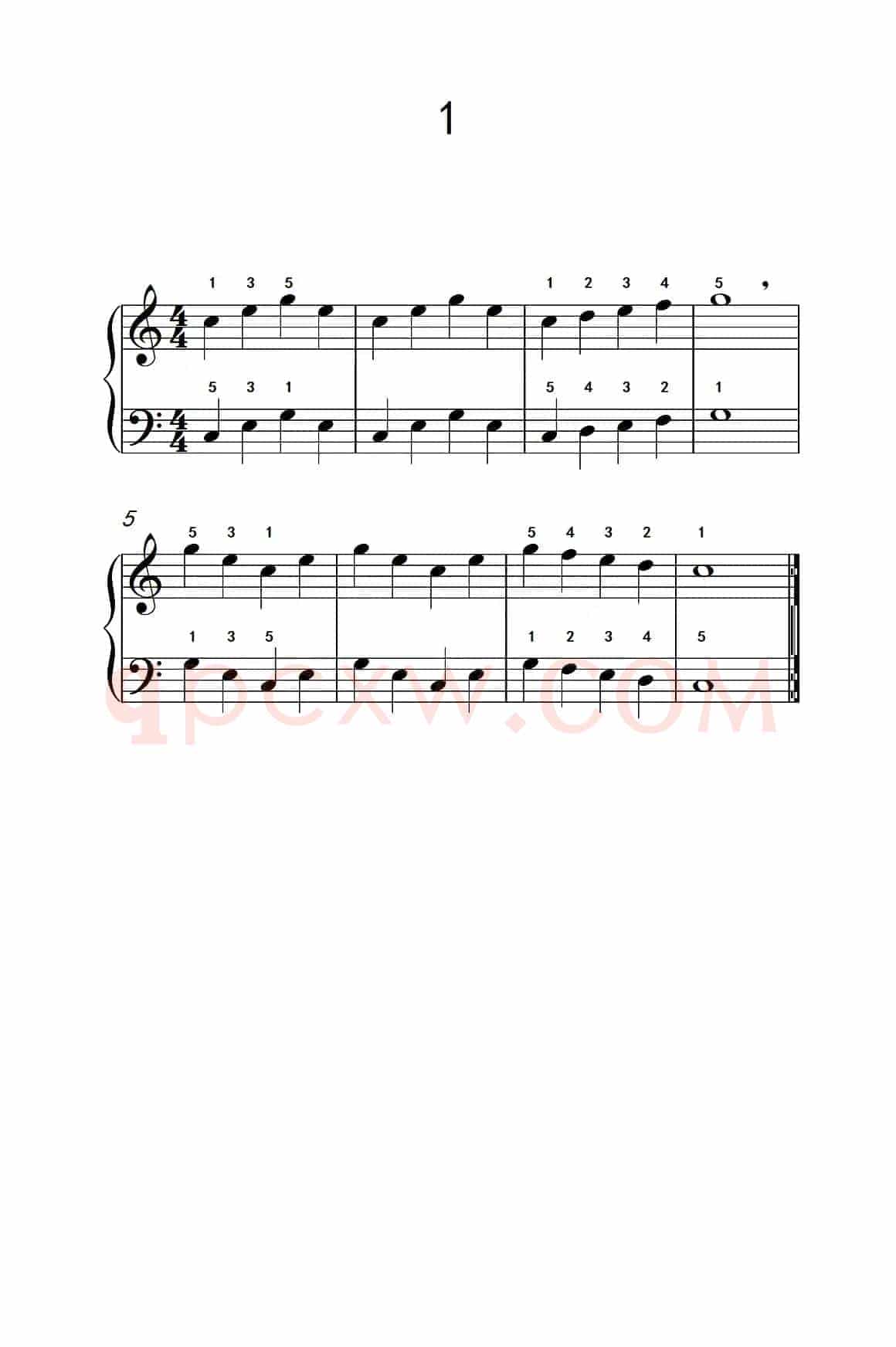 一.非连音练习1（儿童钢琴手指练习 1）