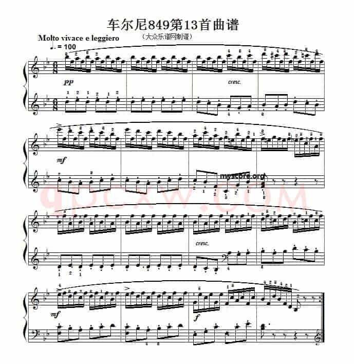 车尔尼(Czerny)849第13首曲谱及练习指导
