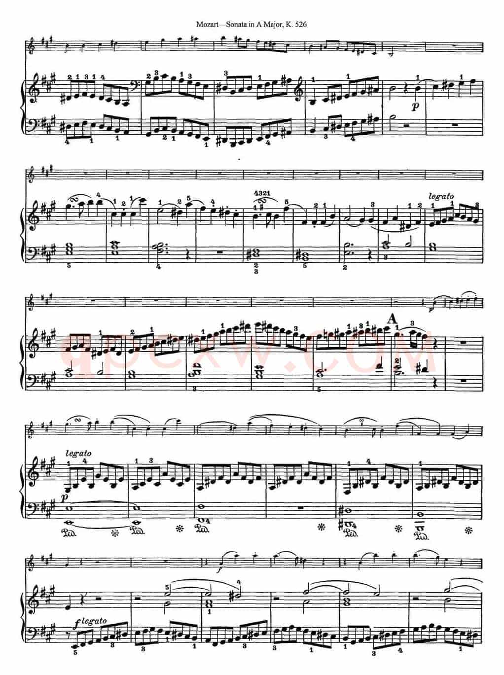 Violin Sonata in A Major K.526（小提琴+钢琴伴奏）