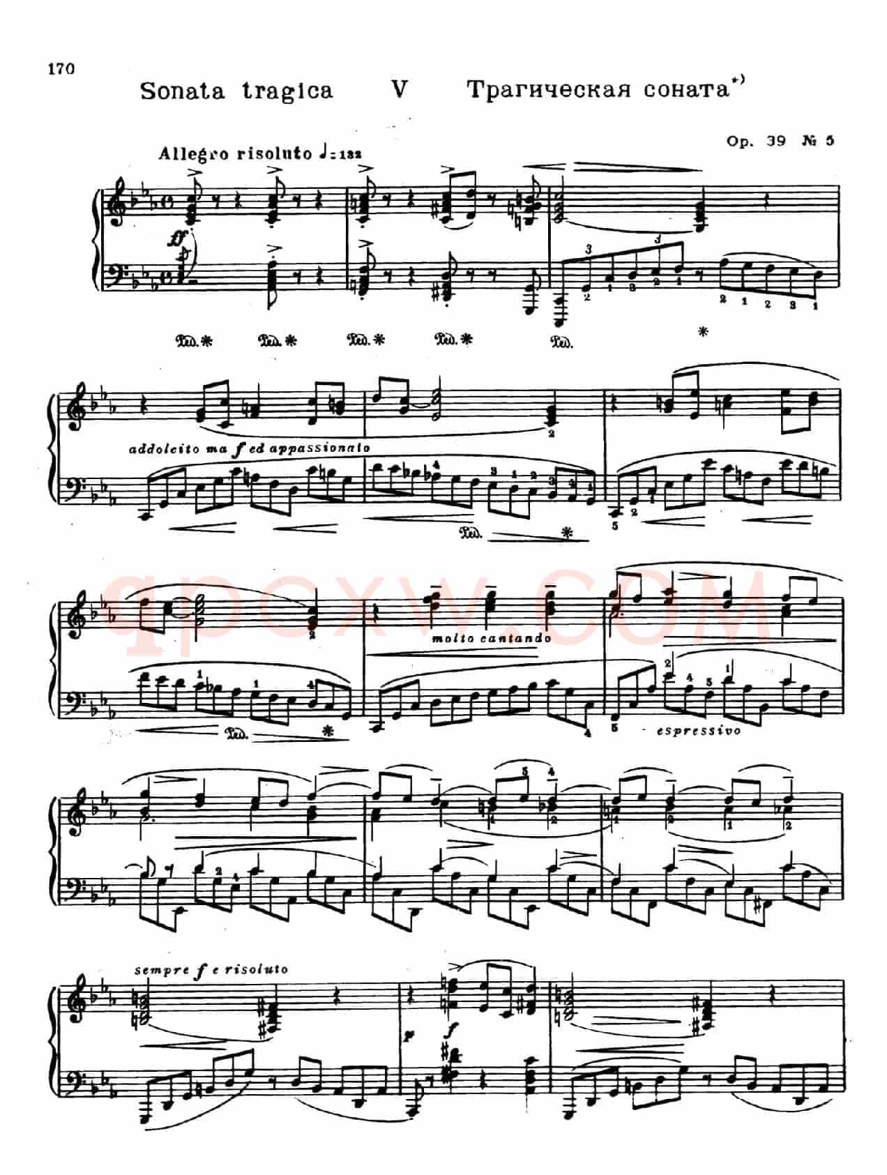 c小调钢琴奏鸣曲“悲剧”（Sonata Tragica Op.39  No.5）