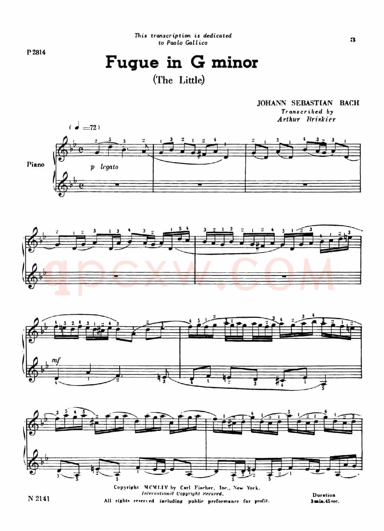 g小调赋格 BWV 578