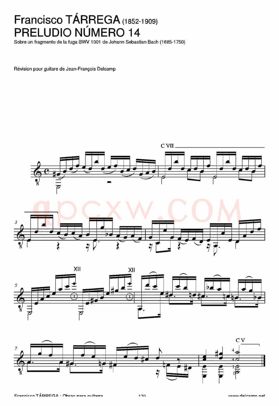 PRELUDIO NUMERO 14(Sobre un fragmento de la fuga BWV 1001 de Johann Sebastian Ba(古典吉他)