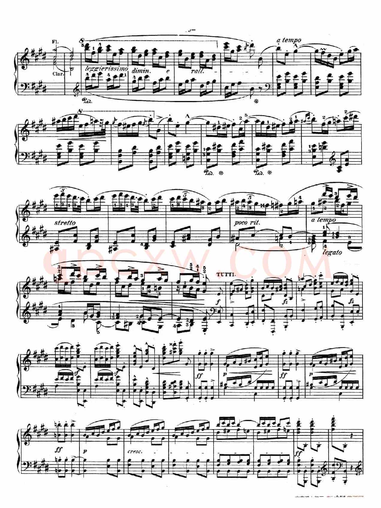e小调第一钢琴协奏曲 Op.11((钢琴独奏版·第三乐章)