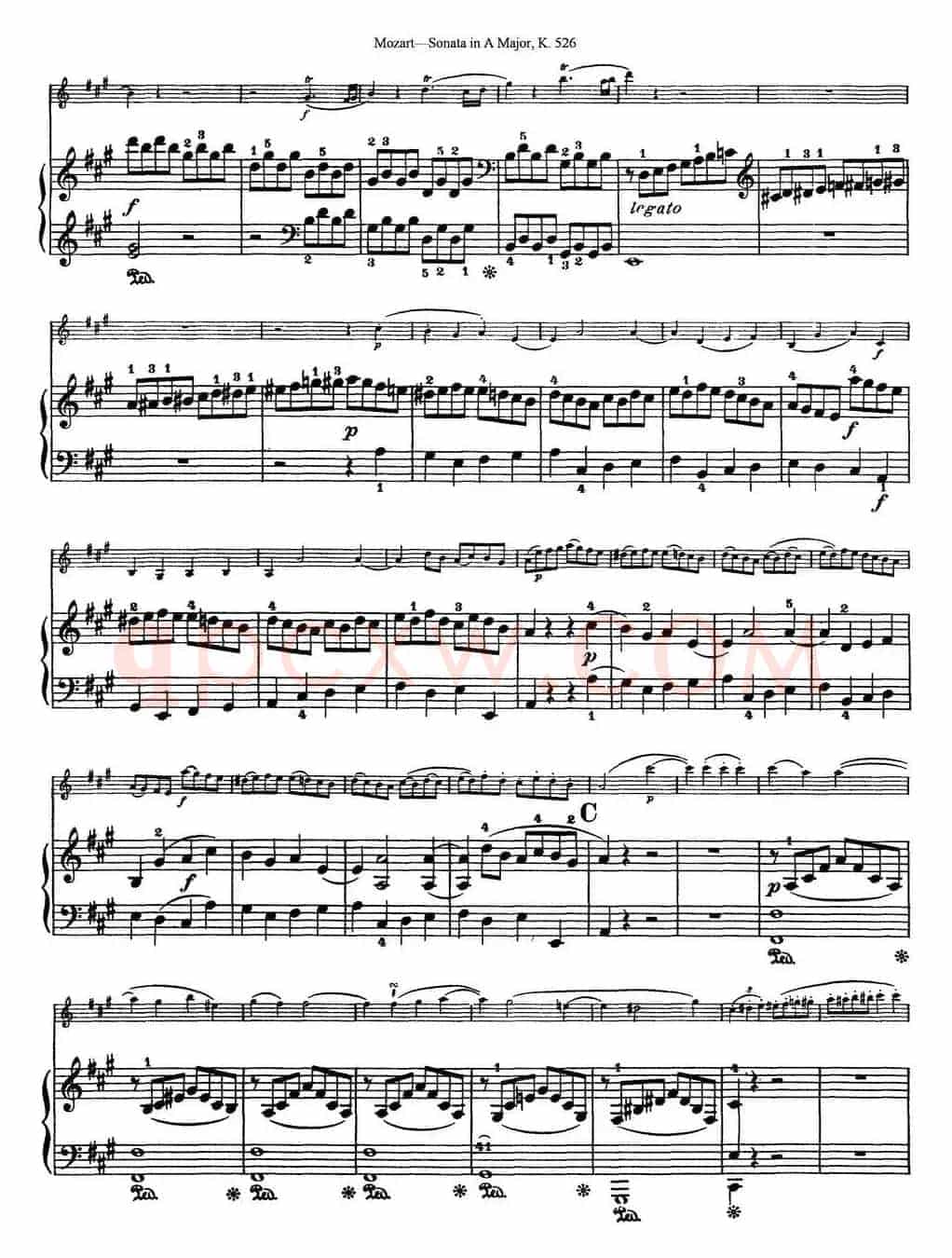 Violin Sonata in A Major K.526（小提琴+钢琴伴奏）