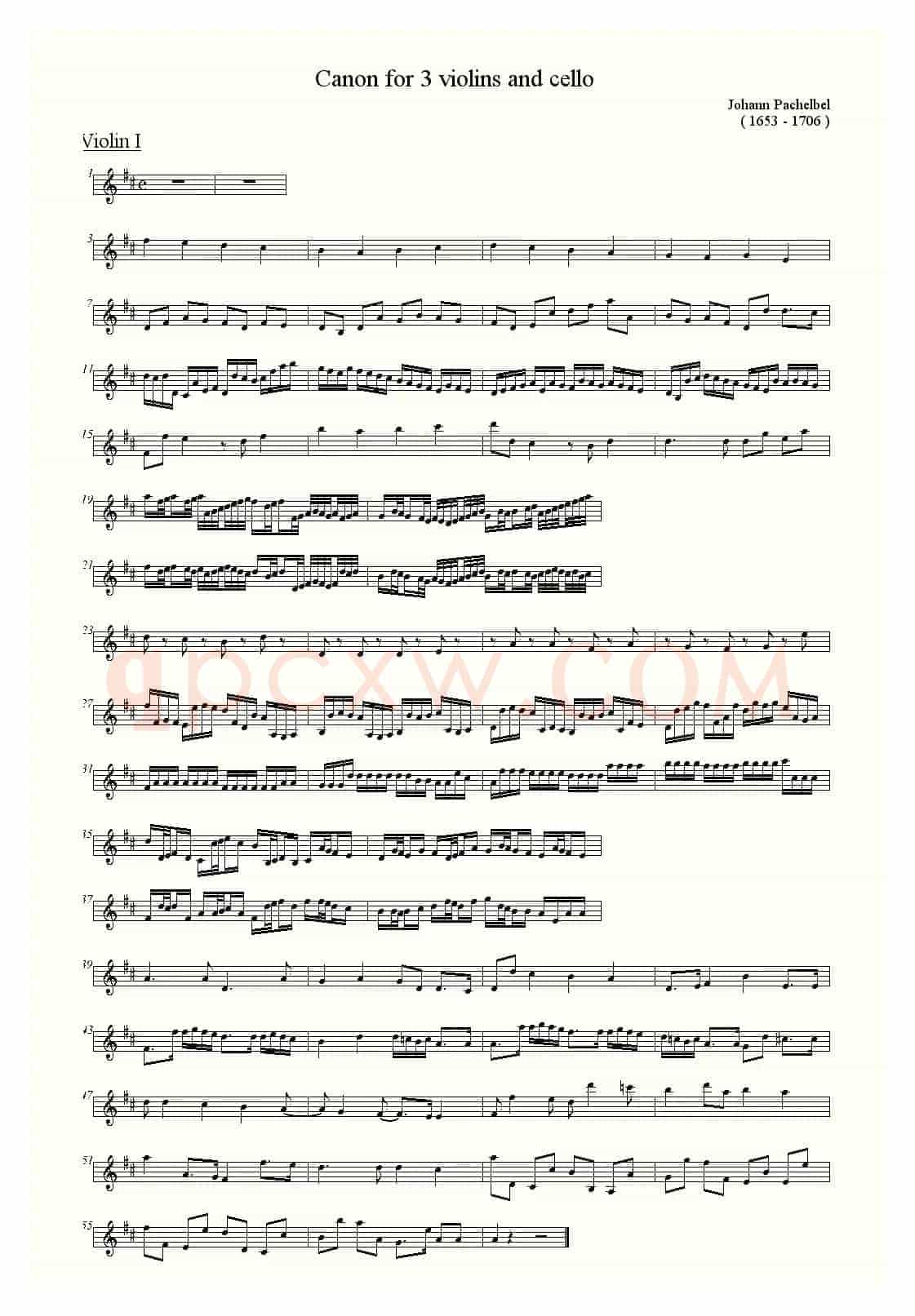 canon for 3 violins and cello（卡农小提琴和大提琴三重奏）