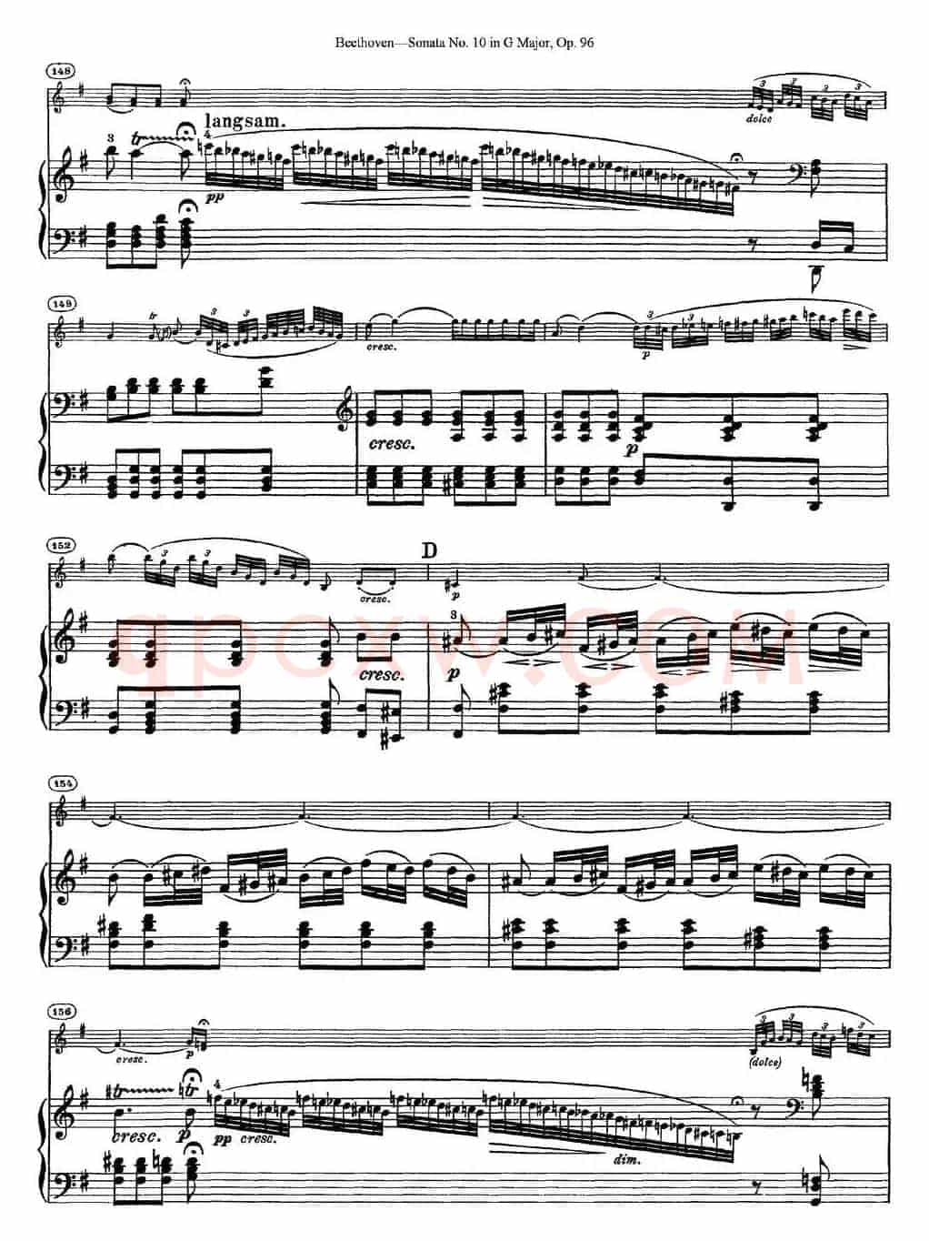 Violin Sonata No.10 in G Major Op.96（小提琴+钢琴伴奏）