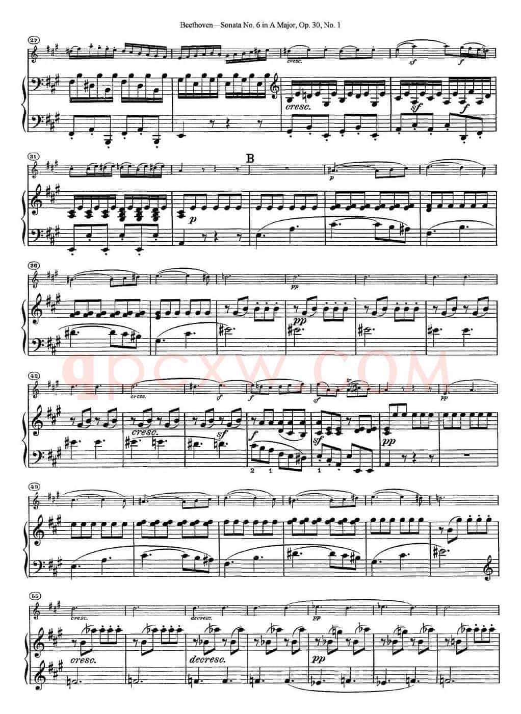 Violin Sonata No.6 in A Major Op.30 No.1（小提琴+钢琴伴奏）
