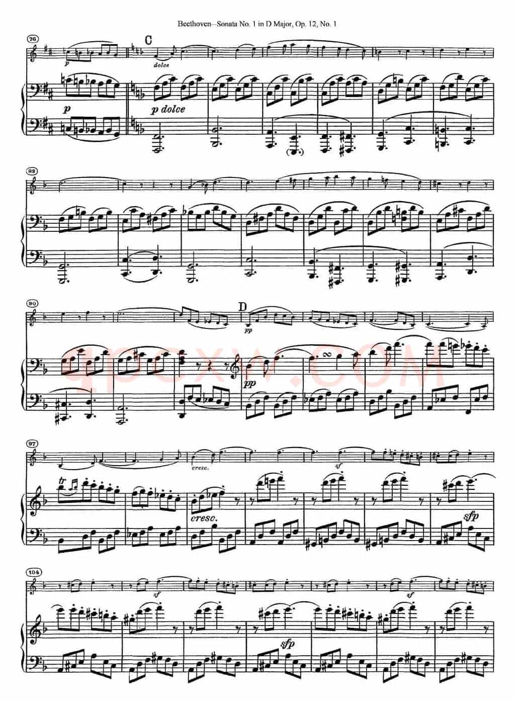 Violin Sonata No.1 in D Major Op.12 No.1（小提琴+钢琴伴奏）