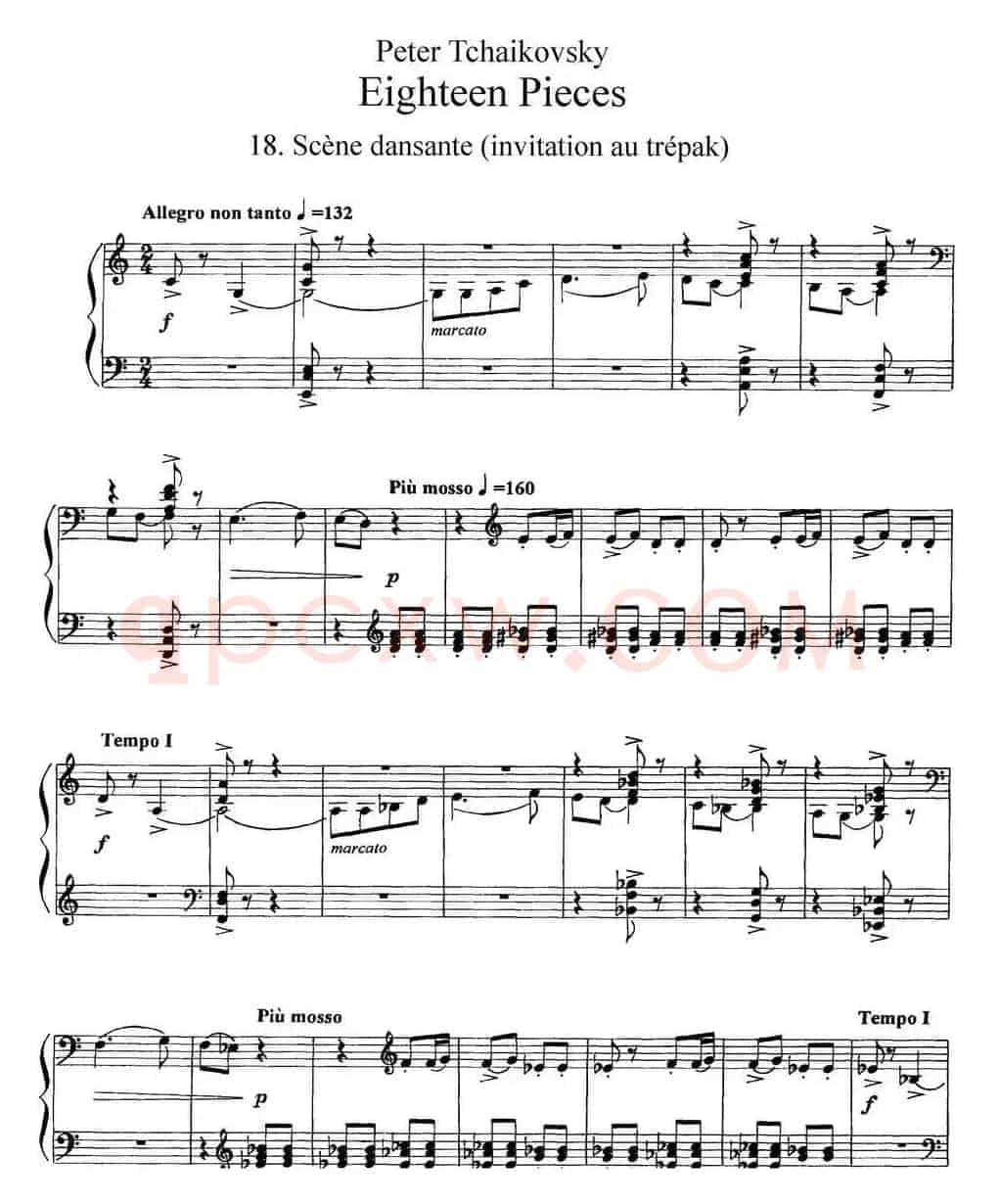 柴可夫斯基18首钢琴小品Op.72(18.Scene dansante(invitation au trepak))