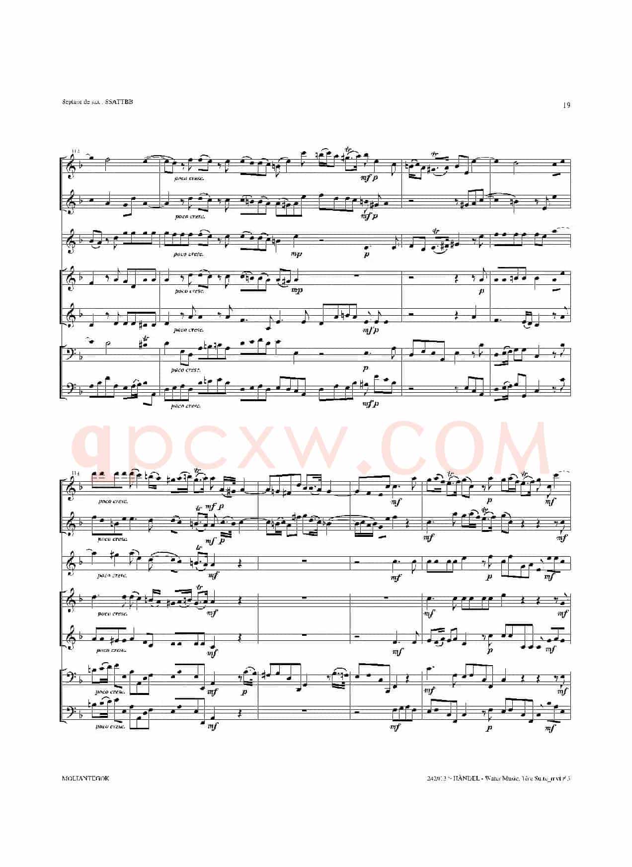 Water Music（HWV.348 No.1）（萨克斯合奏总谱）