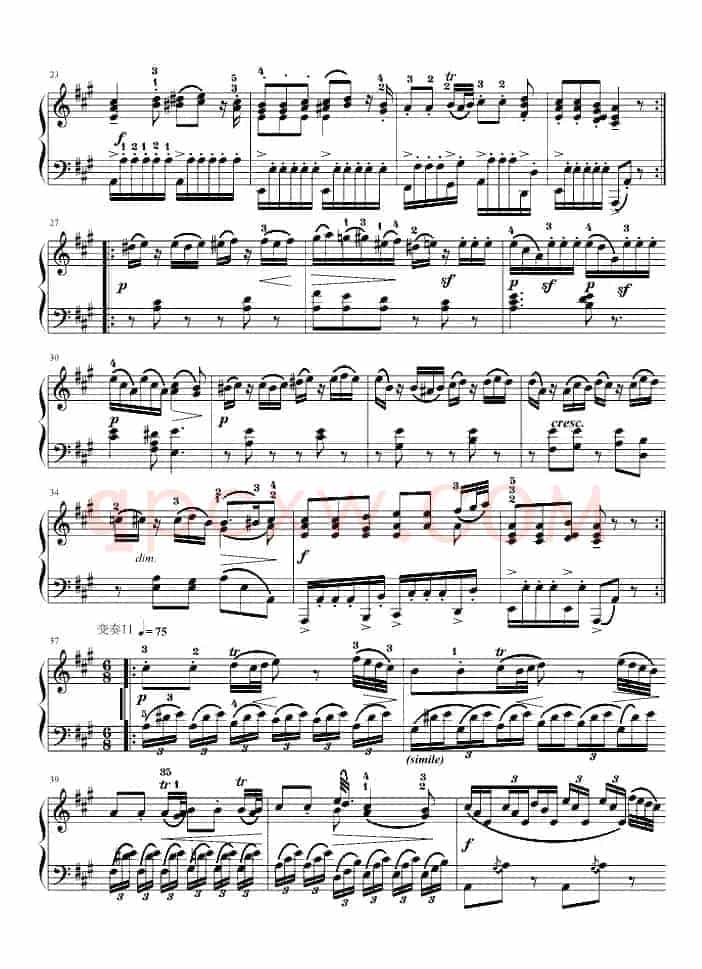 A大调钢琴奏鸣曲 第一乐章（K331 第一乐章）