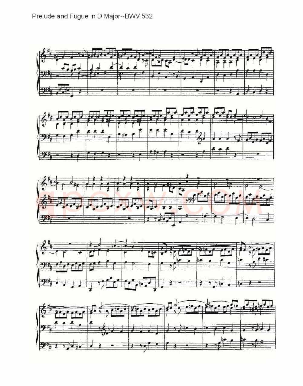Prelude and Fugue in D Major--BWV 532 (管风琴谱)
