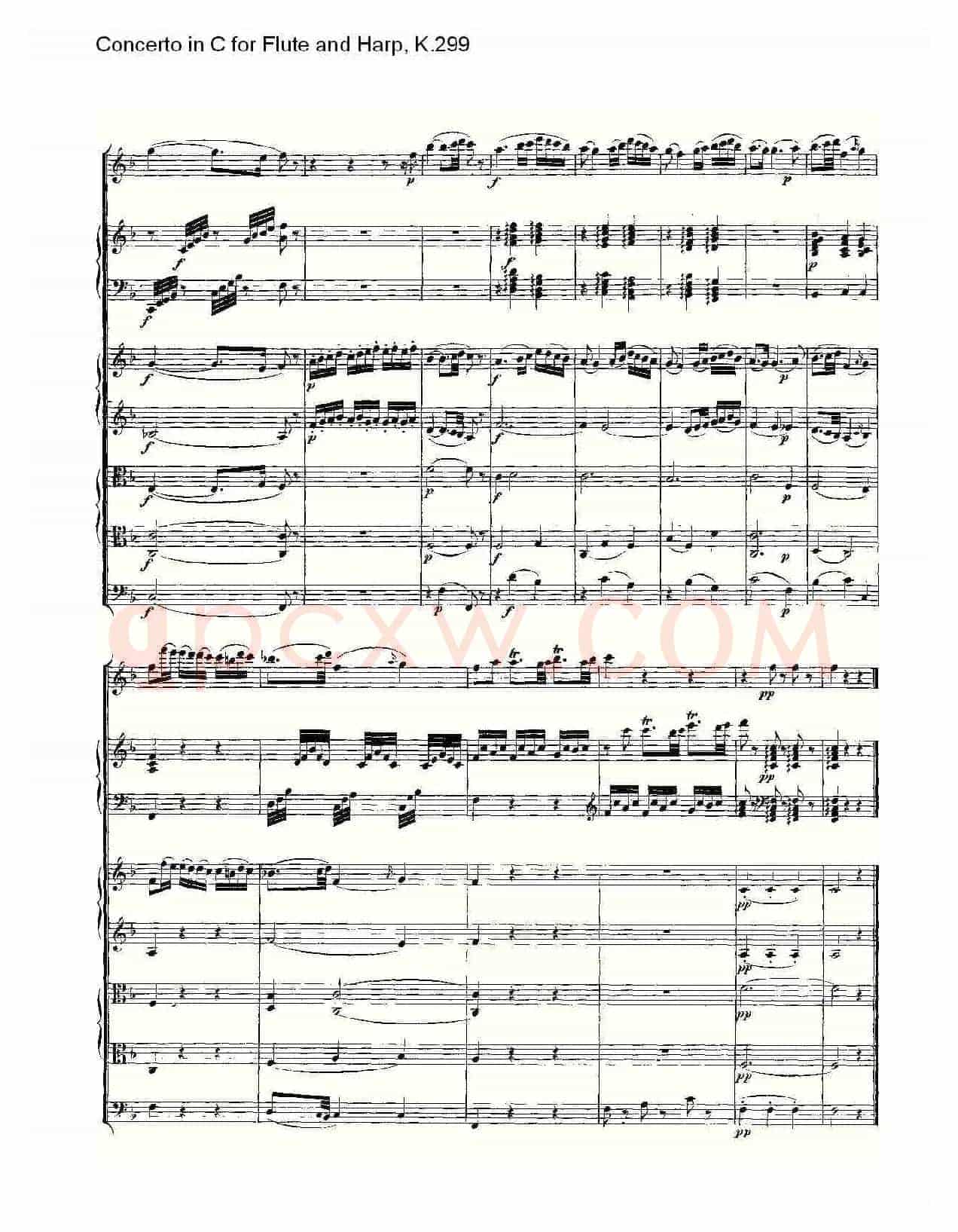 C调长笛与竖琴协奏曲, K.299（二）