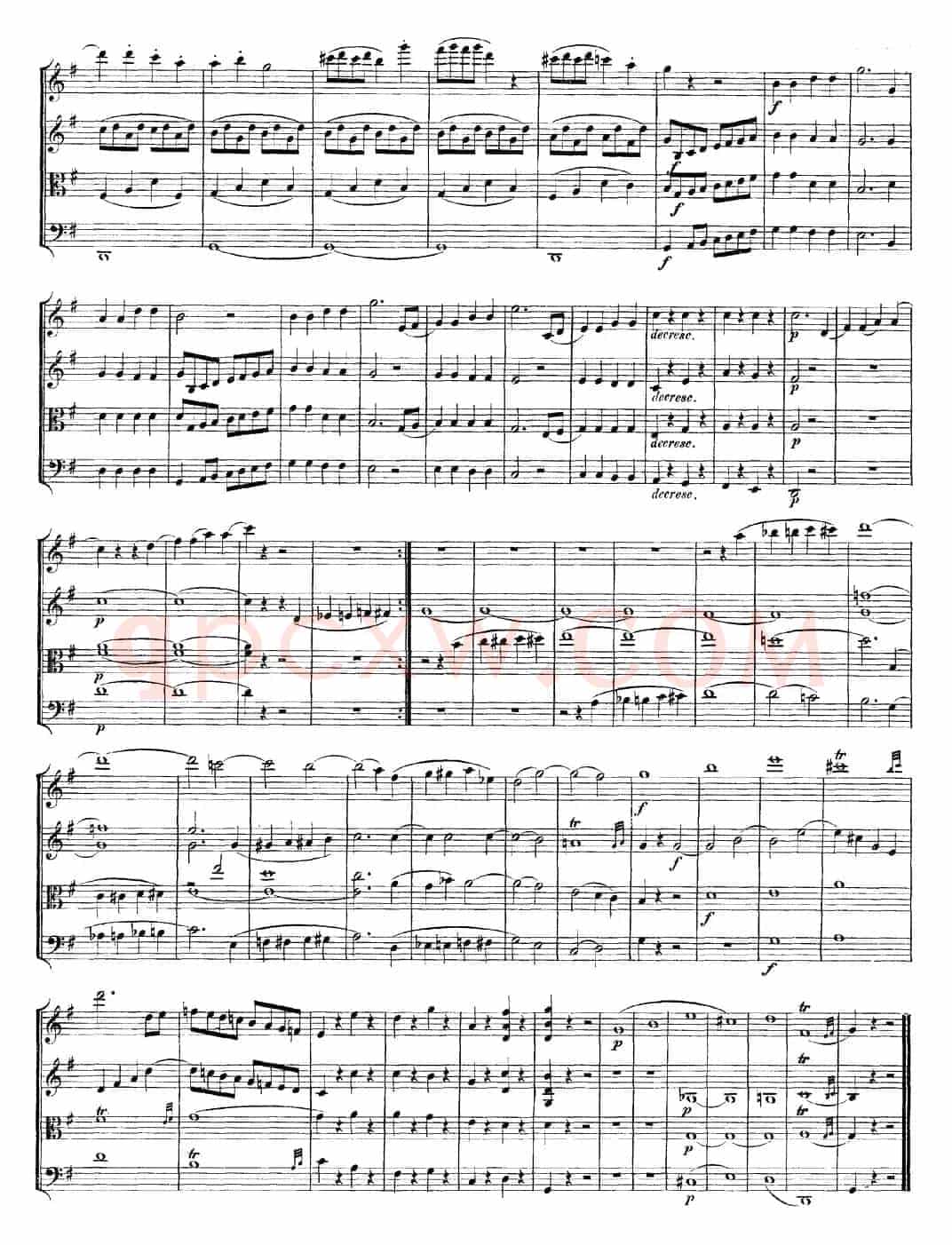 Mozart《Quartet No.14 in G Major,K.387》（总谱）