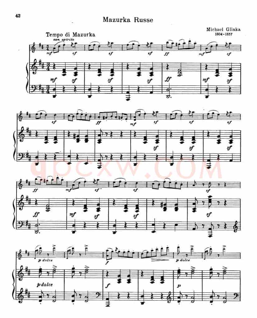 MAZURKA RUSSE（玛祖卡鲁塞）（小提琴+钢琴伴奏）