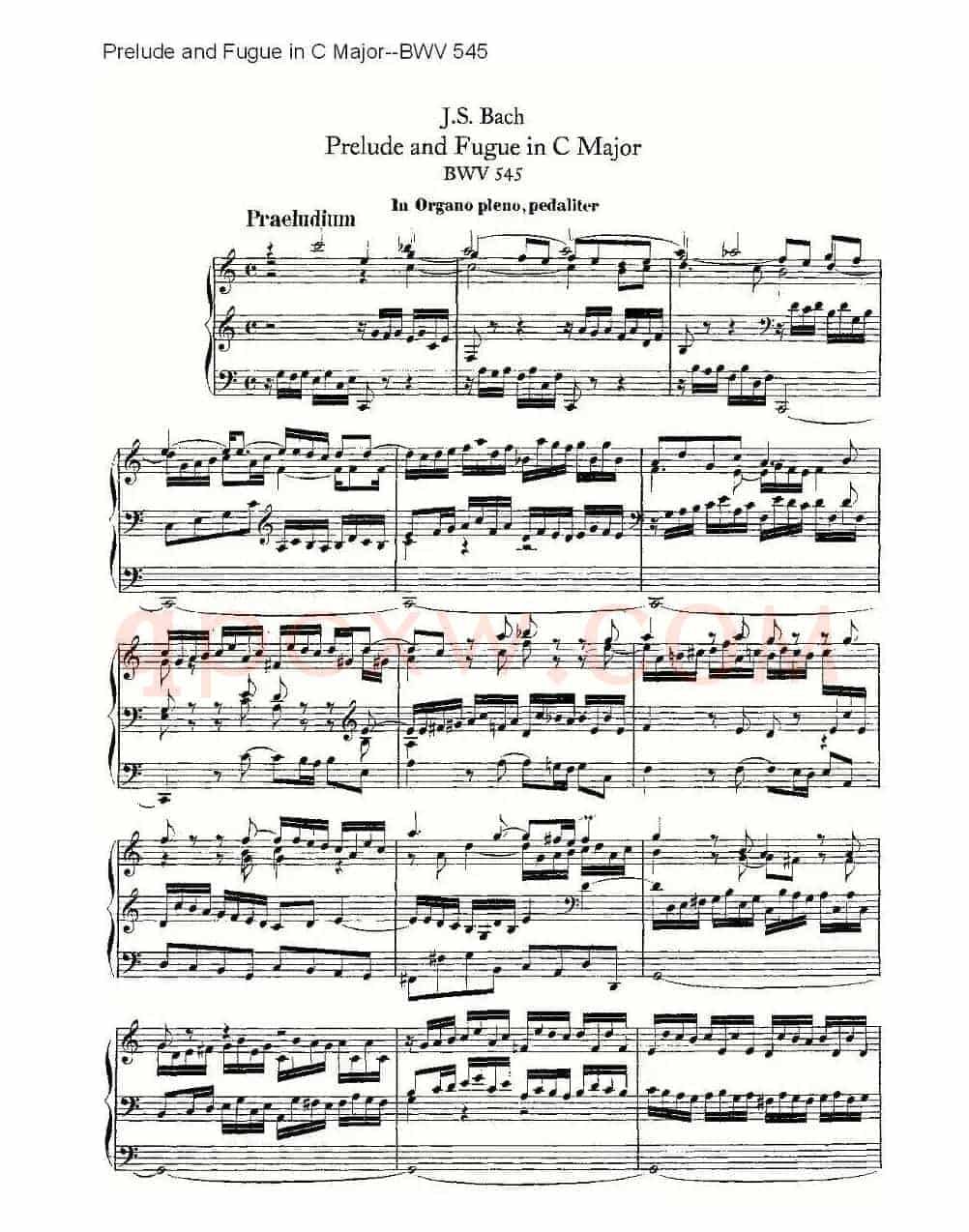 Prelude and Fugue in C Major--BWV 545 (管风琴谱)