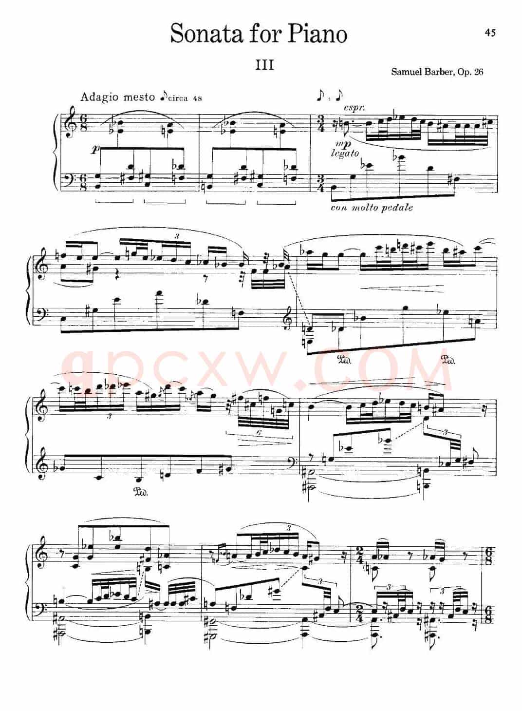 塞缪尔·巴伯 - 降e小调钢琴奏鸣曲 op.26 v.3